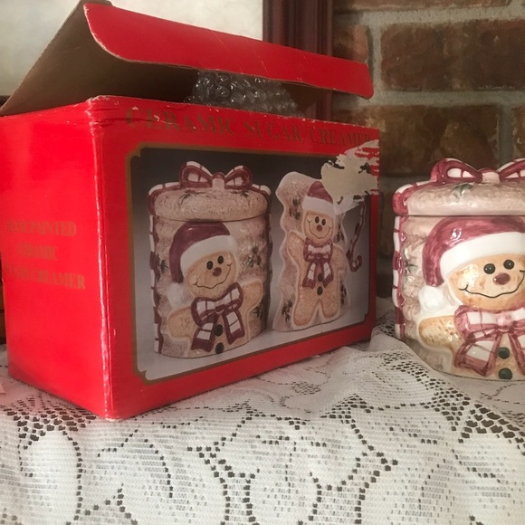 RareVintage Hand Painted Gingerbread Sugar/Creamer - Picture 9 of 13